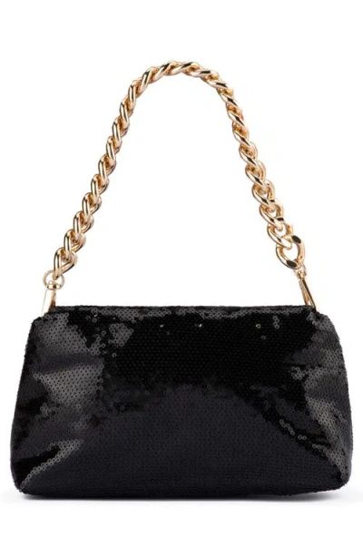 Olga Berg Lily Sequin Shoulder Bag In Black