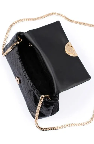 Olga Berg Lily Sequin Shoulder Bag In Black