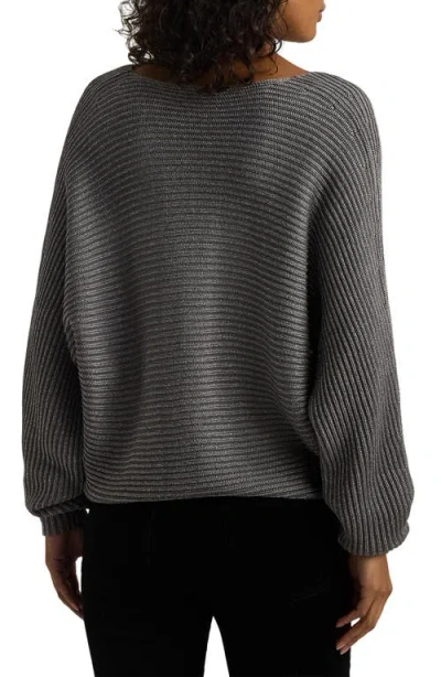 Shop Lauren Ralph Lauren Metallic Rib Sweater In Deco Pewter