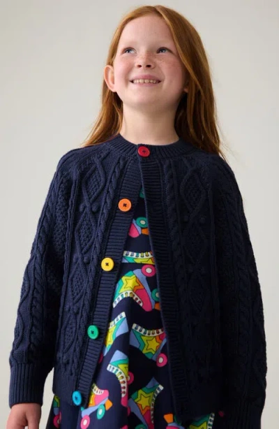 Shop Little Bird Kids' Cable Cotton Cardigan In Navy