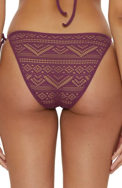 Becca Color Play Side Tie Bikini Bottoms In Aubergine