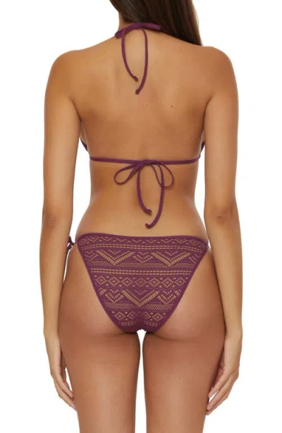 Becca Color Play Side Tie Bikini Bottoms In Aubergine