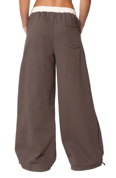 Edikted Mikki Wide Leg Sweatpants In Brown
