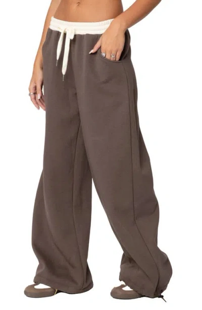 Edikted Mikki Wide Leg Sweatpants In Brown