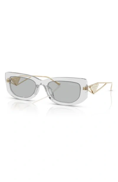 Prada 53mm Rectangular Sunglasses In Transparent Grey