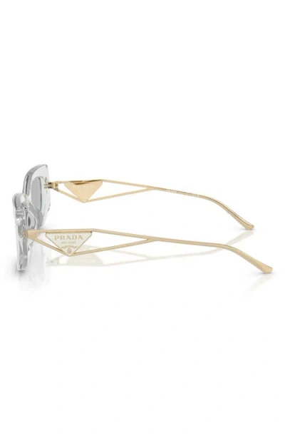 Prada 53mm Rectangular Sunglasses In Transparent Grey