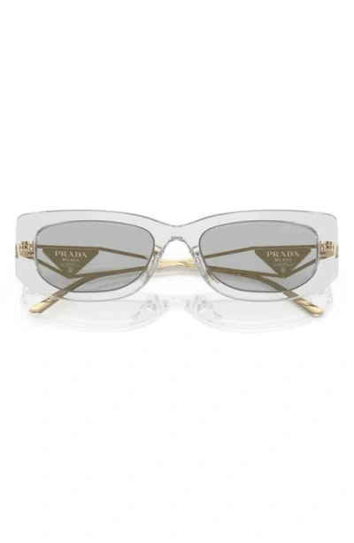 Prada 53mm Rectangular Sunglasses In Transparent Grey