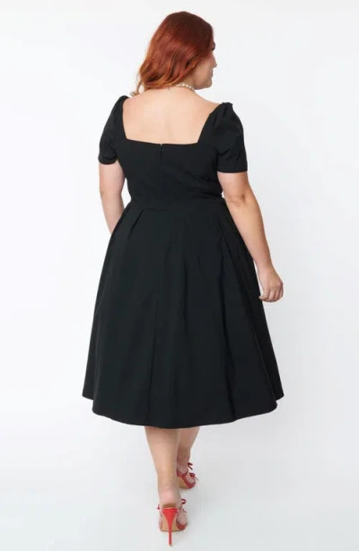 Unique Vintage Plus Size Sweetheart Midge Swing Dress In Black