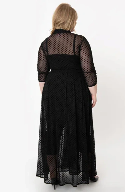 Unique Vintage Plus Size Three Quarter Sleeved Starlet Duster In Black