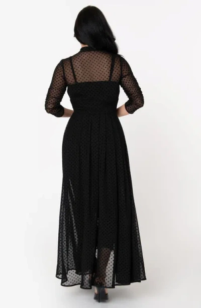 Unique Vintage Three Quarter Sleeved Starlet Duster In Black