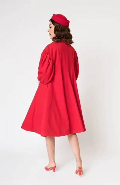 Unique Vintage 1960s Flare Swing Coat In Red