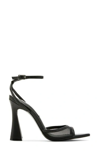 Steve Madden Beki Womens Leather Mesh Inset Ankle Strap In Black