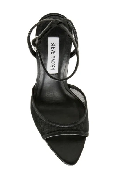 Steve Madden Beki Womens Leather Mesh Inset Ankle Strap In Black