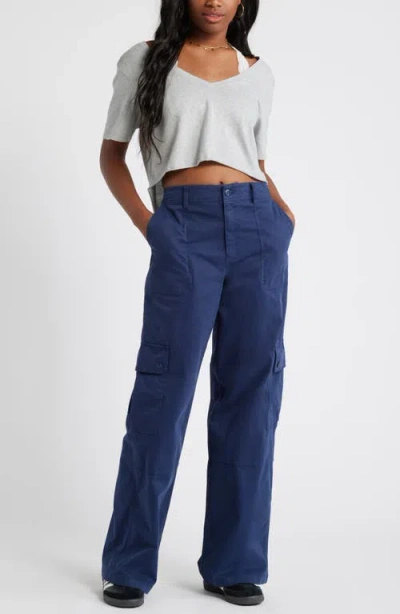 Bp. Twill Wide Leg Cargo Pants In Navy Iris