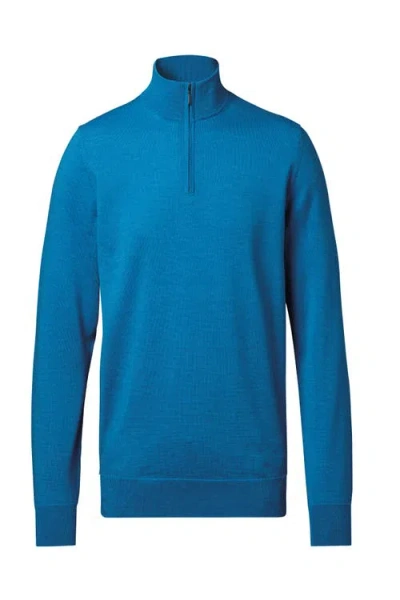 Charles Tyrwhitt Men's  Merino Zip Neck Sweater In Bright Blue