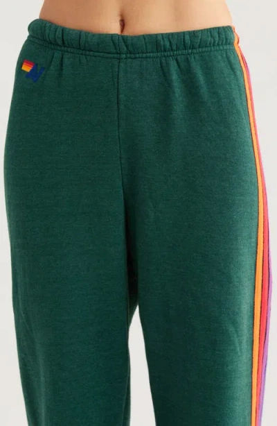 Aviator Nation Stripe Sweatpants In Forest/purple Orange