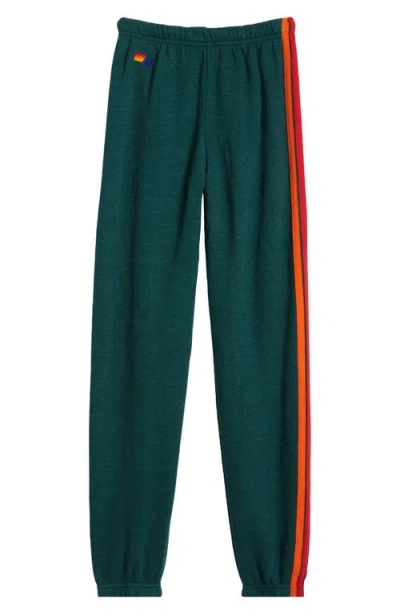 Aviator Nation Stripe Sweatpants In Forest/purple Orange