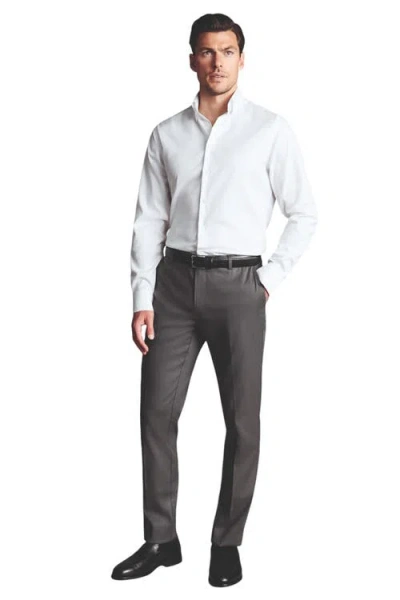 Charles Tyrwhitt Slim Fit Smart Texture Trousers In Charcoal Grey
