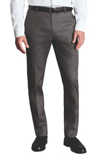 Charles Tyrwhitt Slim Fit Smart Texture Trousers In Charcoal Grey