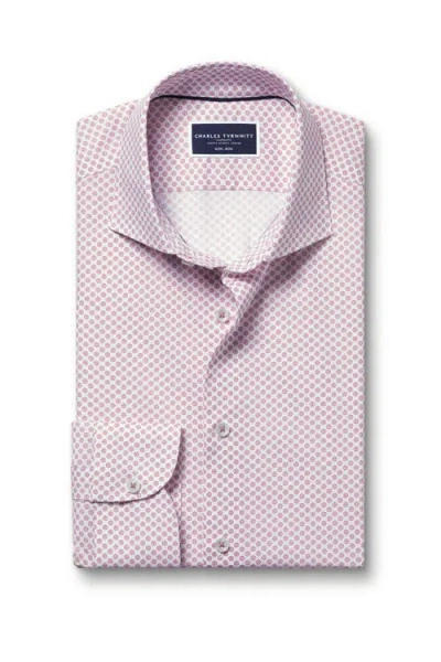 Charles Tyrwhitt Slim Fit Medallion Non-iron Stretch Print Shirt In Claret Pink