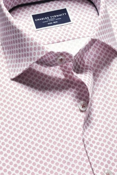 Charles Tyrwhitt Slim Fit Medallion Non-iron Stretch Print Shirt In Claret Pink