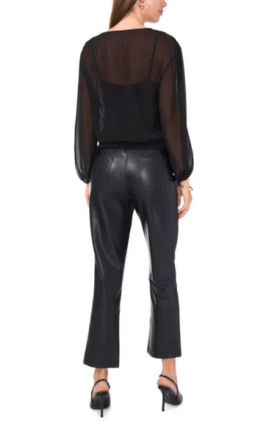 Vince Camuto Overlap Sequin Cami Long Sleeve Blouse In Rich Black