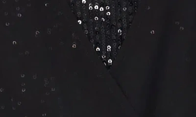 Vince Camuto Overlap Sequin Cami Long Sleeve Blouse In Rich Black
