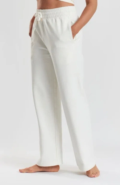 Peachaus Sitka Blossom-embroidered Ethical-cotton Joggers In Moonlight White