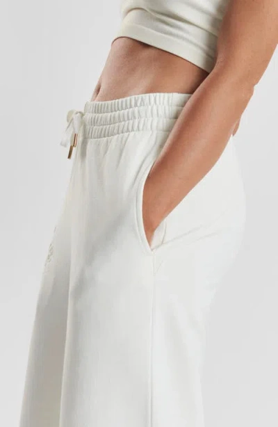 Peachaus Sitka Blossom-embroidered Ethical-cotton Joggers In Moonlight White