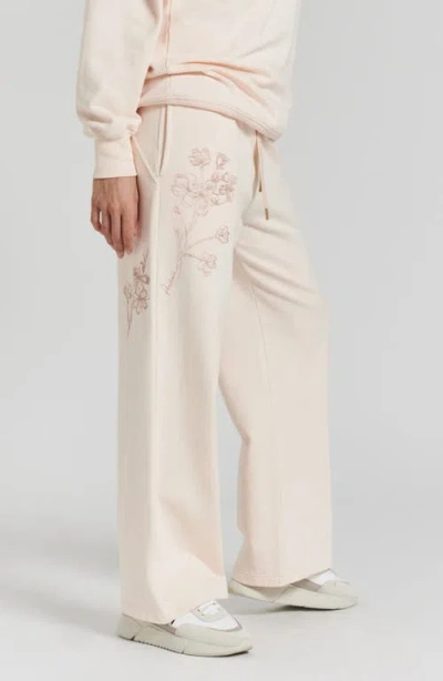 Peachaus Sitka Blossom-embroidered Ethical-cotton Joggers In Shoreline Peach