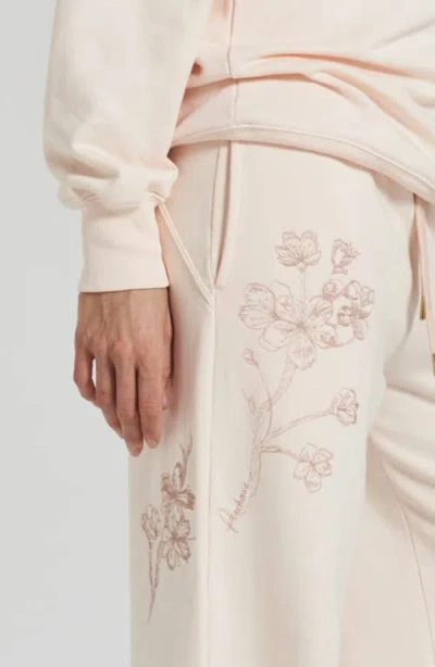 Peachaus Sitka Blossom-embroidered Ethical-cotton Joggers In Shoreline Peach