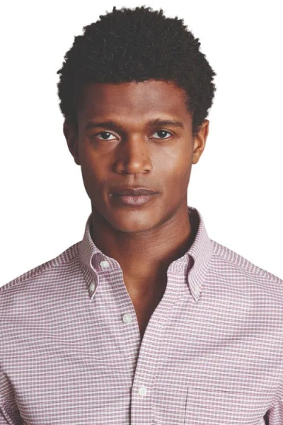 Charles Tyrwhitt Slim Fit Button-down Collar Non-iron Stretch Check Oxford Shirt In Claret Pink