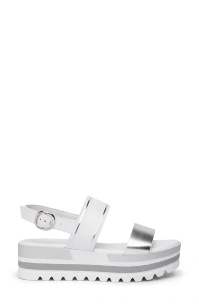 Shop Nerogiardini Double-band Platform Slingback Sandal In White/silver