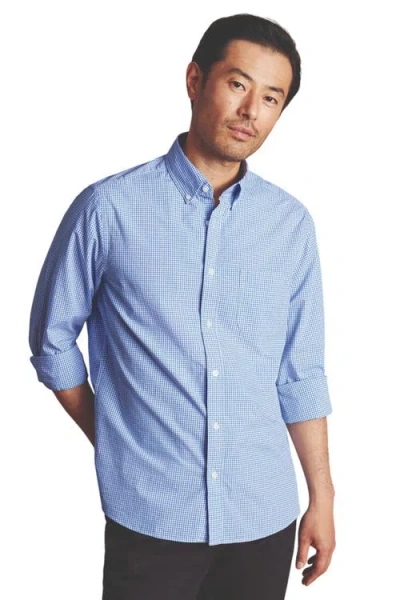 Charles Tyrwhitt Slim Fit Button-down Collar Non-iron Stretch Poplin Mini Gingham Shirt In Sky Blue