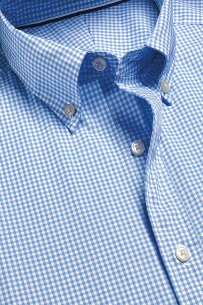 Charles Tyrwhitt Slim Fit Button-down Collar Non-iron Stretch Poplin Mini Gingham Shirt In Sky Blue