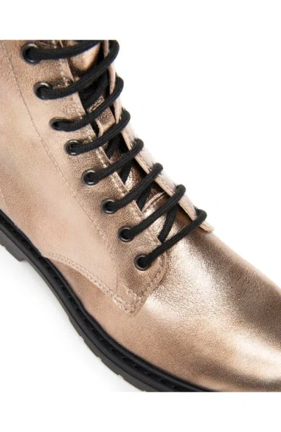 Nerogiardini Clean Metallic Leather Combat Booties In Gold