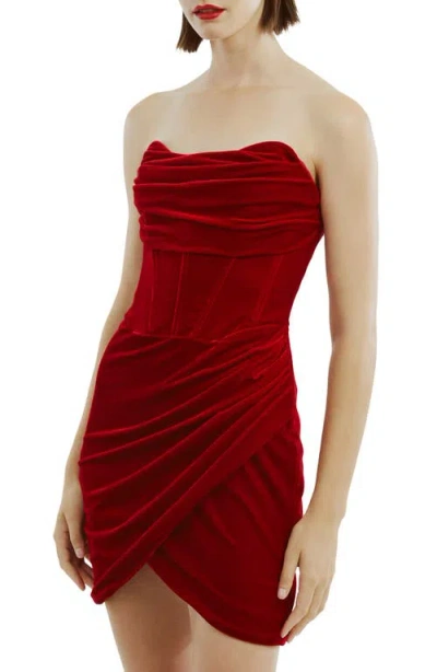 BARDOT BARDOT CLAUDETTE STRAPLESS STRETCH VELVET MINIDRESS 