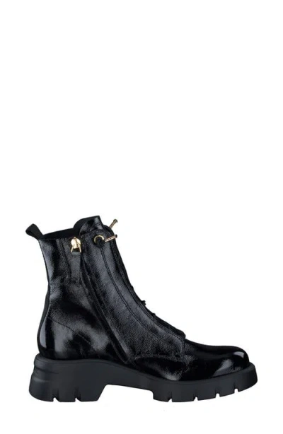 Paul Green Wicked Boot In Black Crinkled Patent