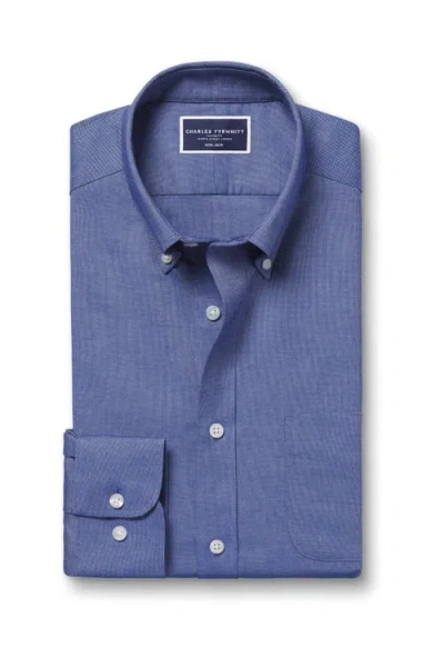 Charles Tyrwhitt Slim Fit Button-down Collar Non-iron Stretch Oxford Shirt In Cobalt Blue