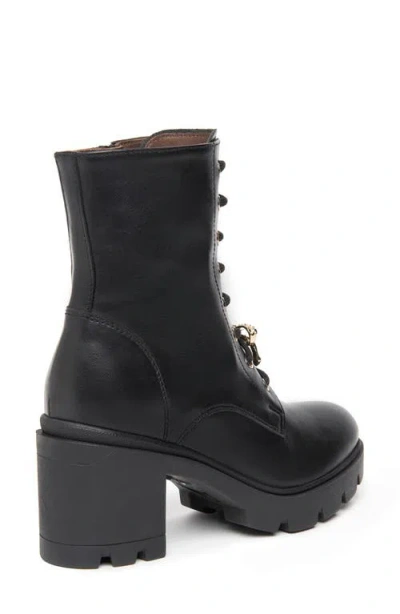 Nerogiardini Gems Leather Bow Heeled Combat Booties In Black