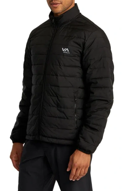 Shop Rvca Reversible Quilted Puffer Jacket In Black 2