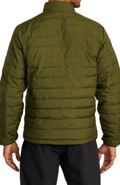 Shop Rvca Reversible Quilted Puffer Jacket In Olive