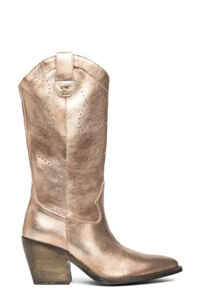 Nerogiardini Texan Pointed Toe Western Boot In Gold