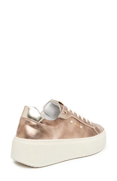 Nerogiardini Metallic Leather Wedge Sneakers In Gold