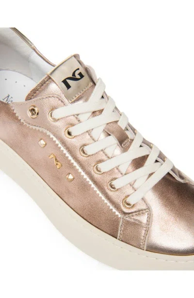 Nerogiardini Metallic Leather Wedge Sneakers In Gold