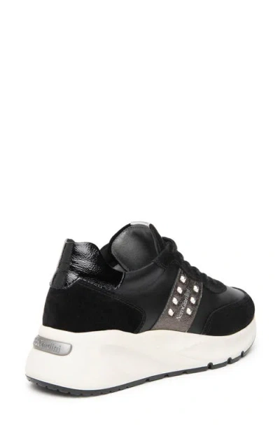 Nerogiardini Studded Mixed Leather Runner Sneakers In Black
