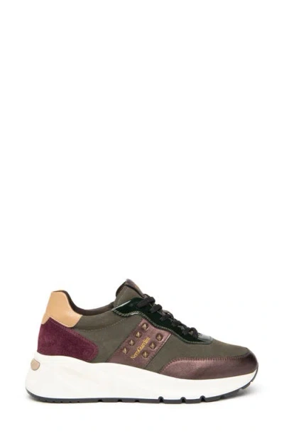 Nerogiardini Studded Platform Sneaker In Green Multi