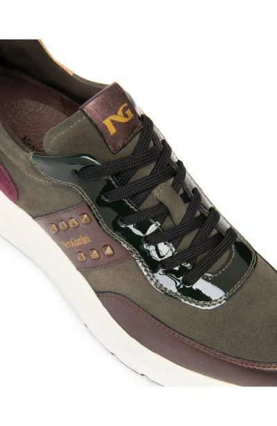 Nerogiardini Studded Platform Sneaker In Green Multi