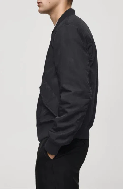 Shop Mango Water Repellent Quilted Bomber Jacket In Dark Navy