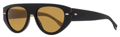Hugo Boss Boss Men's Flat Top Sunglasses 1443s Sdk70 Black/tan 56mm In Multi